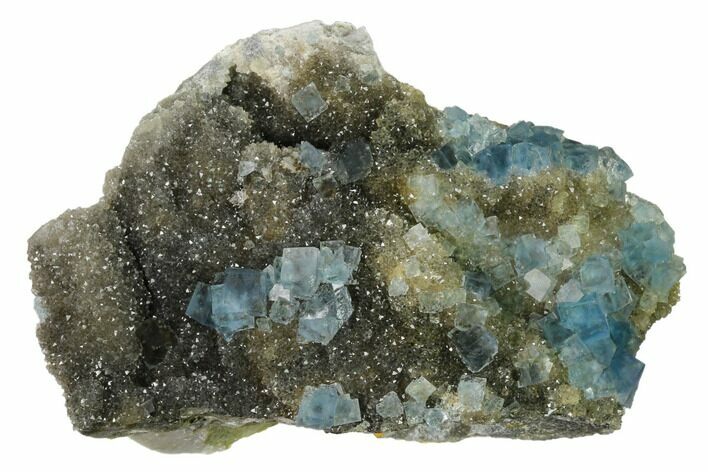 Blue Cubic Fluorite on Smoky Quartz - China #163163